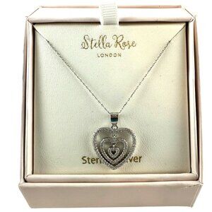 Stella Rose Sterling Silver 925 Heart Pendant Necklace NIB